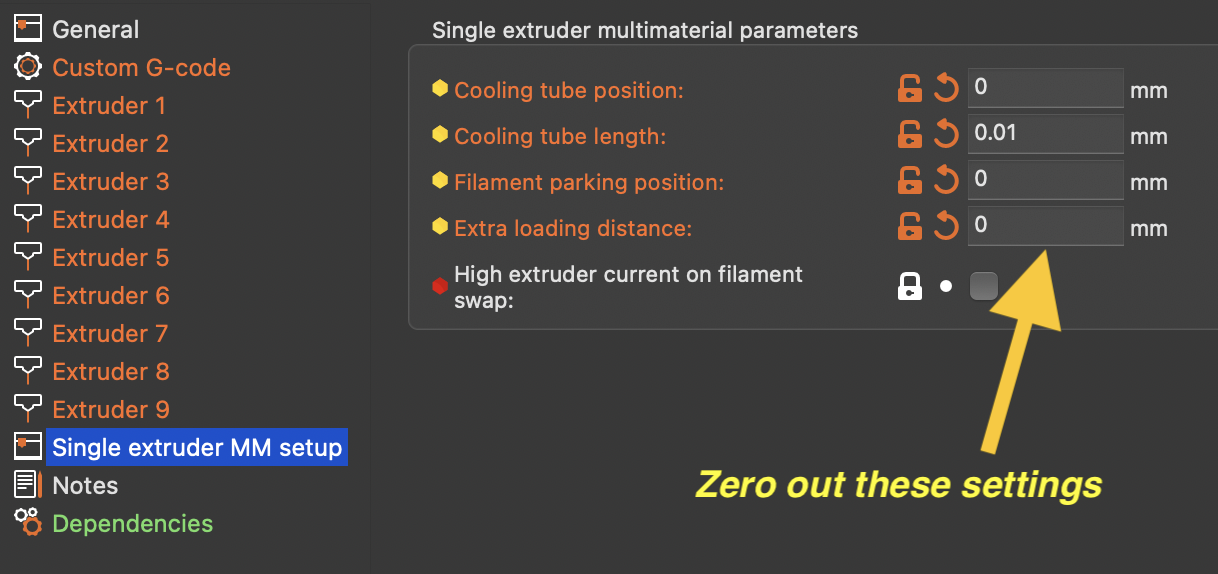 Slicer printer settings