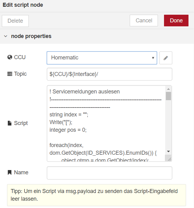 script node settings